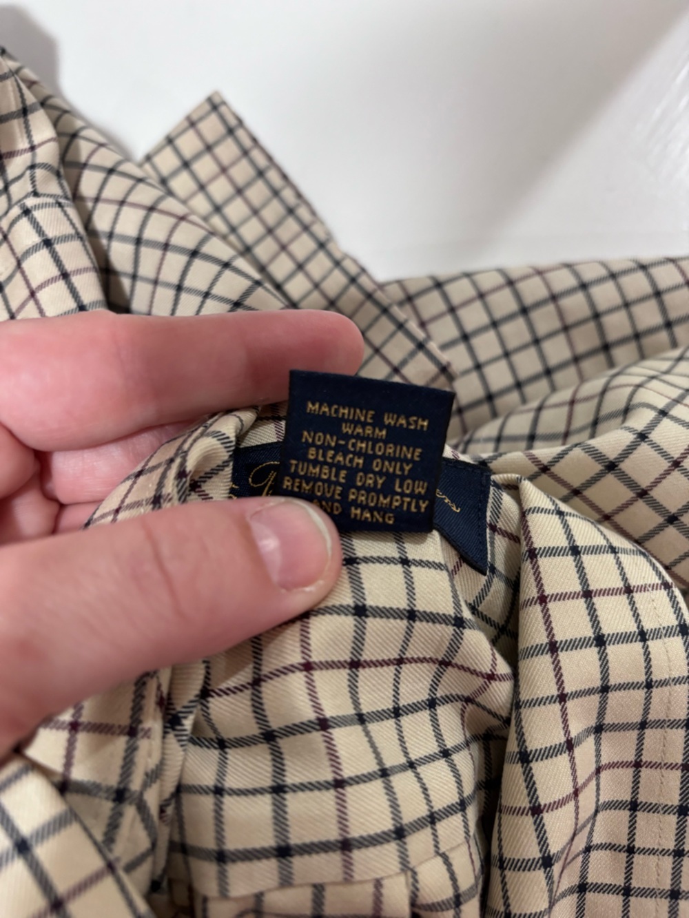 Men's Beige Checked Button-Down Shirt Brooks Brothers XL - Picture 5 of 5